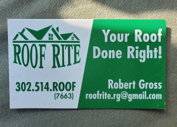 Robert Gross from Roof Rite business card